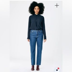 Tibi Medium Stone Wash Denim Elfie Jean